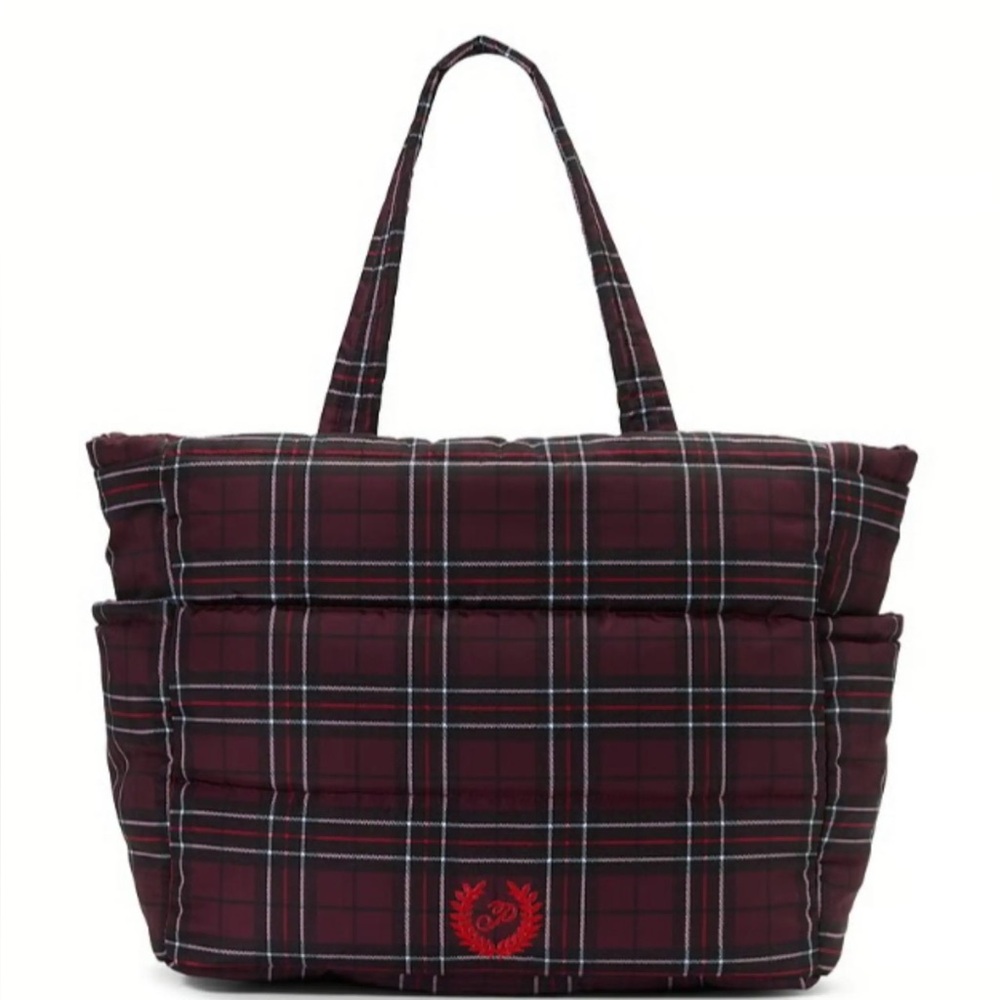 PINK Victoria's Secret Burgundy Plaid Tote